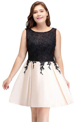 A-Line Scoop Short Sleeveless Plus size Cocktail Dresses with Appliques